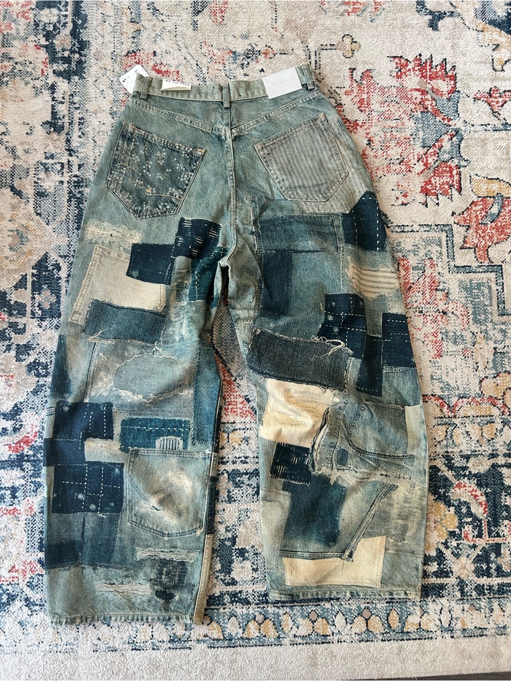Free People Patchwork Wide Leg barrel Pants - Picture 2 of 2